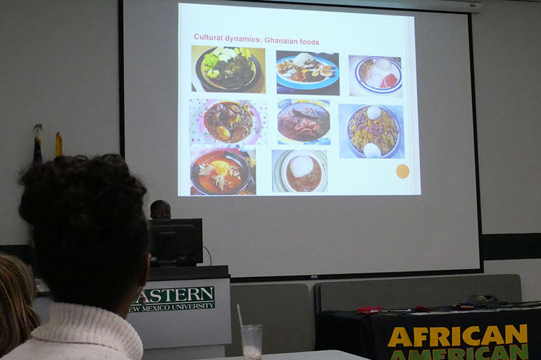 Jones Adjei, an international student, gave a presentation on Ghana.