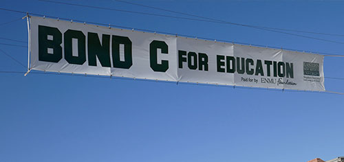 bond c banner across highway 2016
