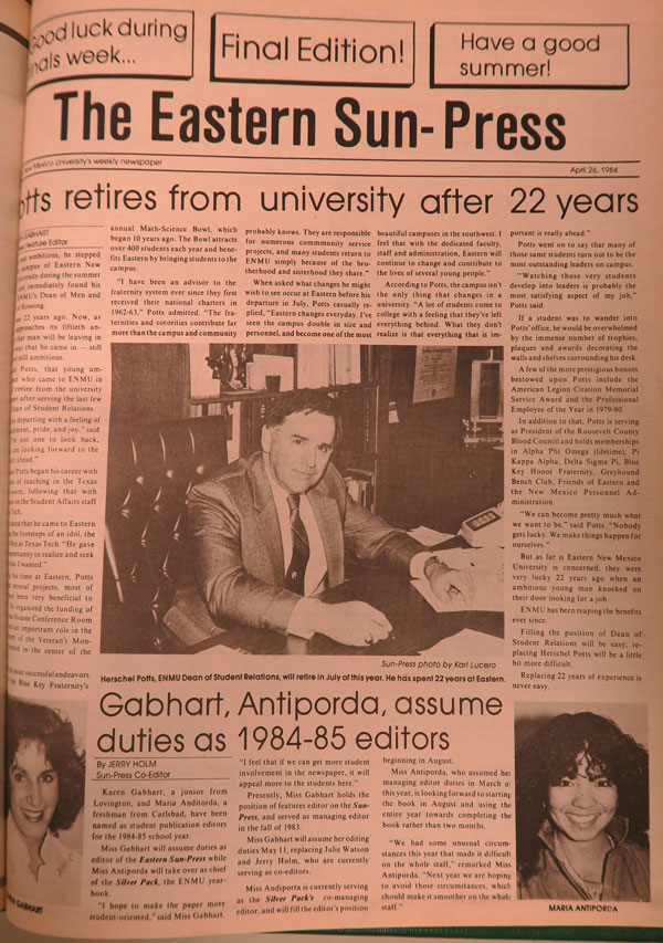 Flashback Friday Front Page Newspaper April 26 1984