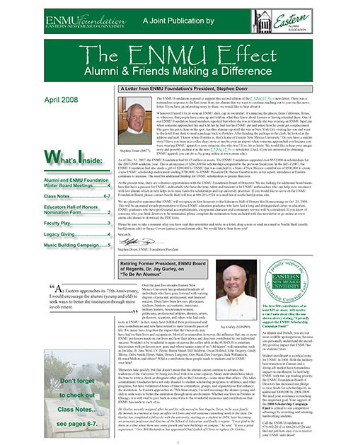 Cover of ENMU Effect for April 2008