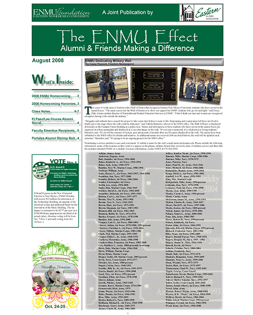 Cover of ENMU Effect for August 2009