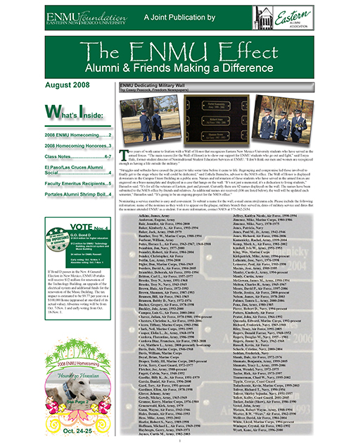 Cover of ENMU Effect for August 2009