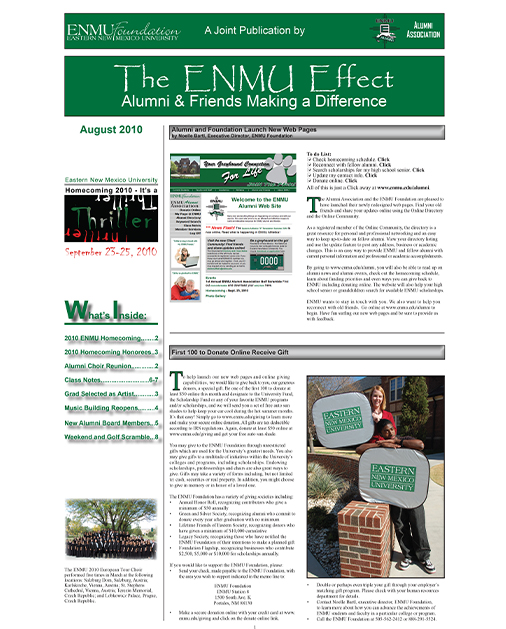 Cover of ENMU Effect for August 2010