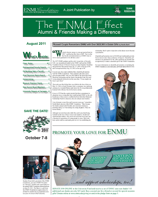 Cover of ENMU Effect for August 2011