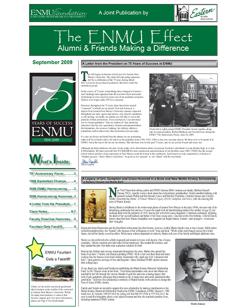 Cover of ENMU Effect for September 2009