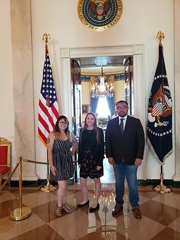 Dr. Camarillo with students at white house
