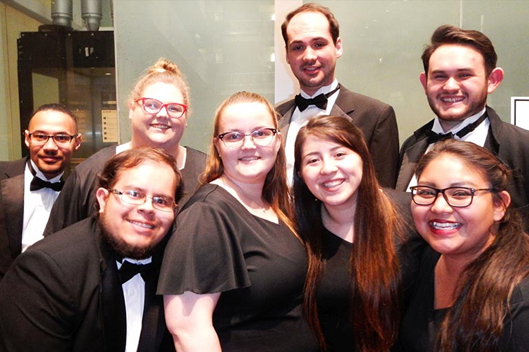 Top row, L-R: Thomas Fisher, Lindsey Bartlett, Zane Burden, Devin DeVargas, Bottom row, L-R: Juan Espino, Lauren Hutchison, Dalia Melendez, Annabelle Rangel