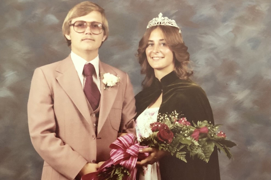 Sherry 'Gwyn' (Dean) Buzzell when she was crowned as Homecoming Queen in 1981. She escorted by Steve Smith.