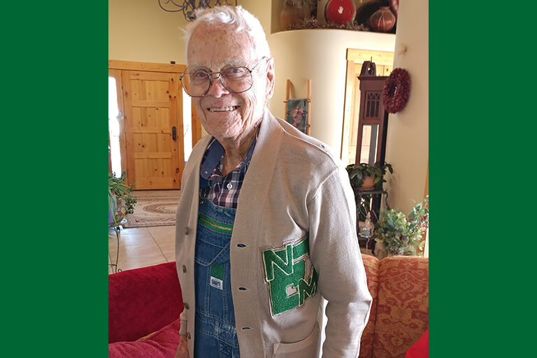 Joe D. Ford in his 1947 letterman jacket.