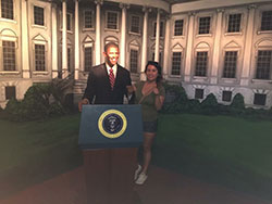 karen with obama wax figure