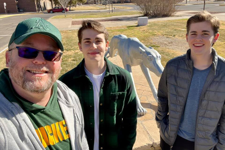 Mr. Williams with his sons Sam and Jack.