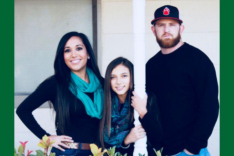 Vanessa McBee with her daughter, Makenna, and husband, Mason.