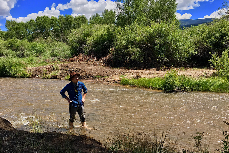 Dillon at the river in Costilla Park