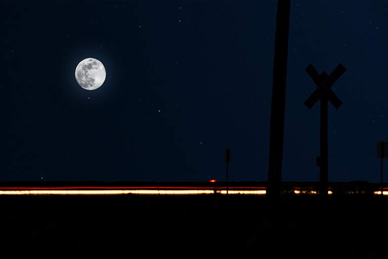 Moon and road