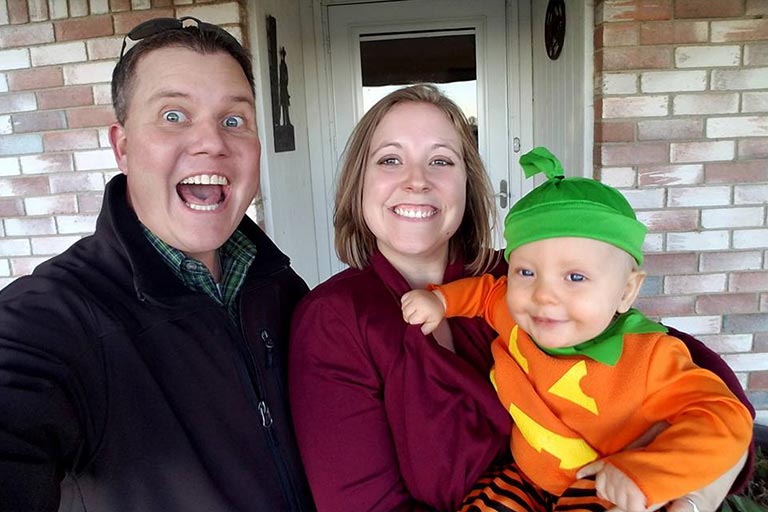 Brent Small with his wife, Jessica, and their son, Aiden.