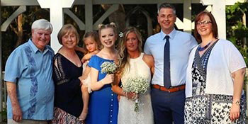 ragsdale with family at wedding