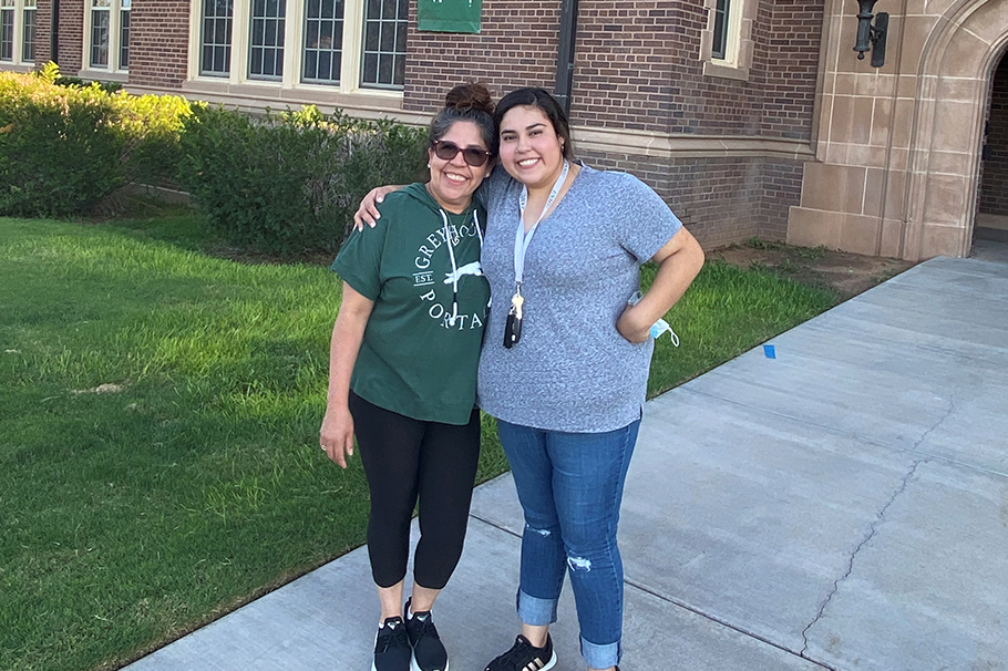 Allison Guerrero and her mother, Alma, outside of the ENMU Administration Building.