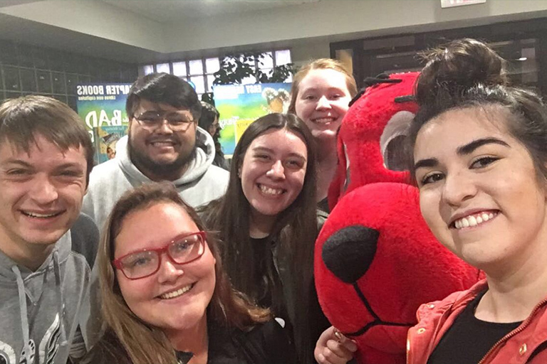 Ashlyn Peralta (right) with a group of friends she met during her first semester at ENMU.