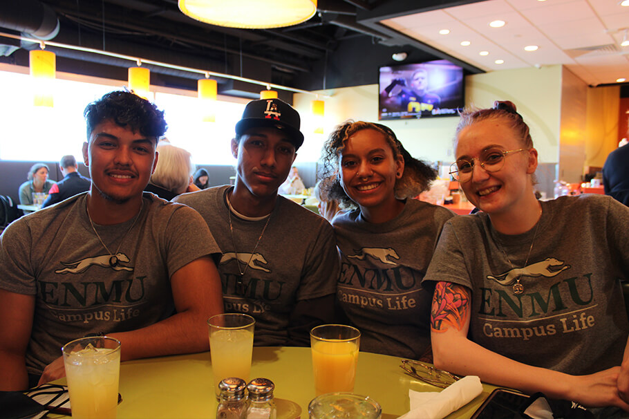 Kayleigh at the National Association for Campus Activities (NACA) Conference with her fellow Associated Students Activities Board (ASAB) coordinators, Erick, Andrew and Ayeisha.