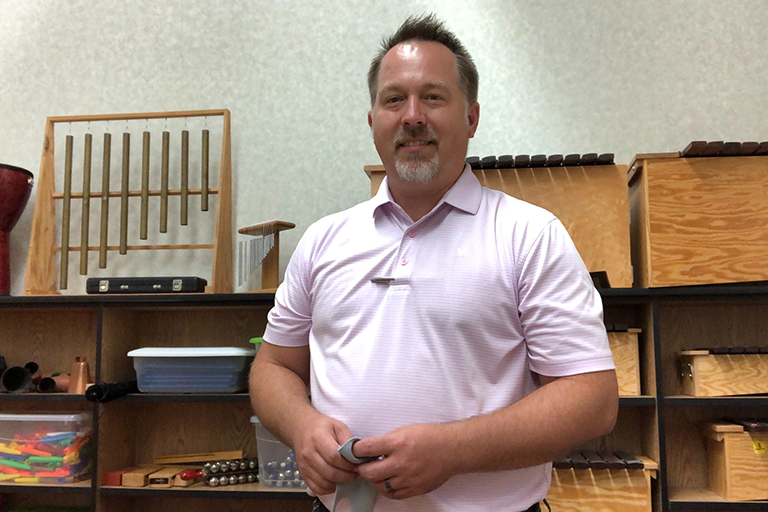 Kevin D. Baggerly at Central Elementary School in Artesia, New Mexico, as a long-term substitute teacher.