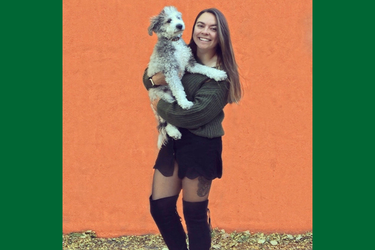 Taylor McCoy with her dog, Zia.