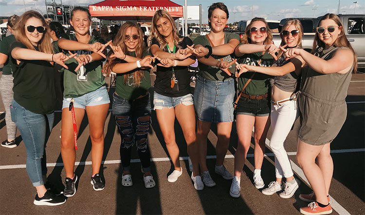tori forte with chi omega at game