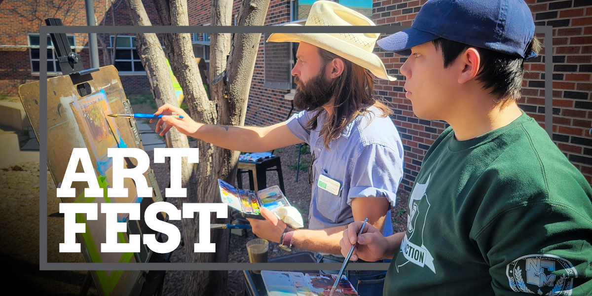 High School Art & Design Festival promotional graphic with a sketch of man dreaming about many illusive things.