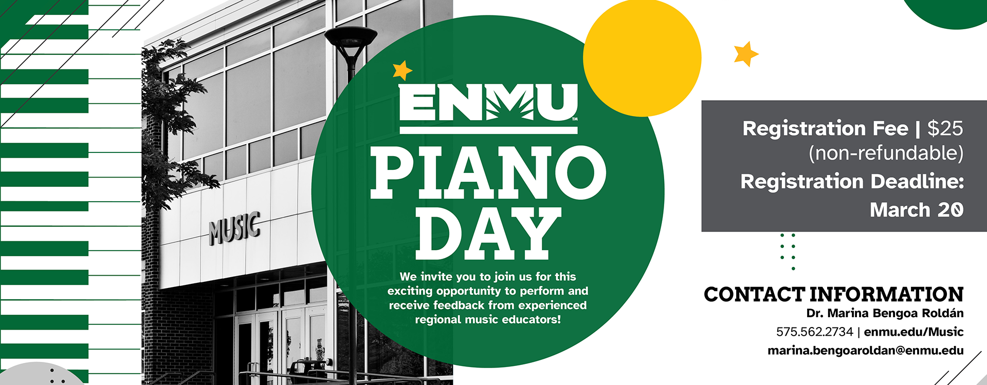 piano day banner 2026 - Registration Fee: $25. Registration Deadline: March 20, 2026.