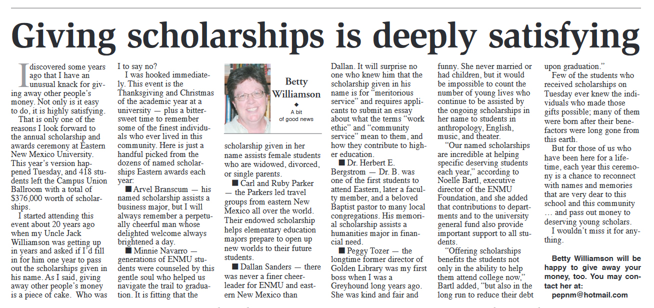 Scholarship Column