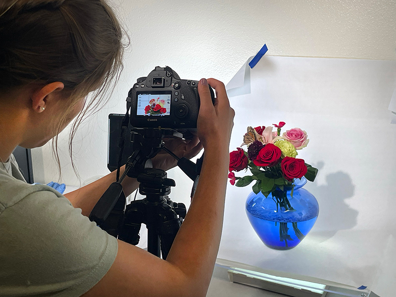 Student Photographing Flowers