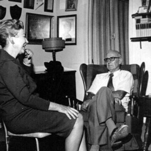 Black and white image of an interview