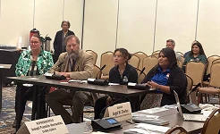 Front row left to right: Dr. Edna Yokum, ENMU-Roswell Dean of Technical Education; Dr. Ryan Trosper, ENMU-Ruidoso President; Bailey Roanhorse, ENMU Portales Student and Coordinator of Indigenous Affairs; Edith Morgan, ENMU-Ruidoso Student, President's Ambassador Club Member, recent HSE Graduate and Current Early Childhood Education Student. Back row left to right: Representative Patricia Roybal Caballero and Todd DeKay, ENMU System Government Relations Officer.